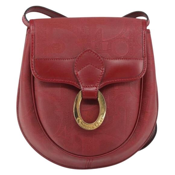 Christian Dior Trotter Canvas Shoulder Bag PVC Red Gold Auth BA9376 - Picture 13 of 16